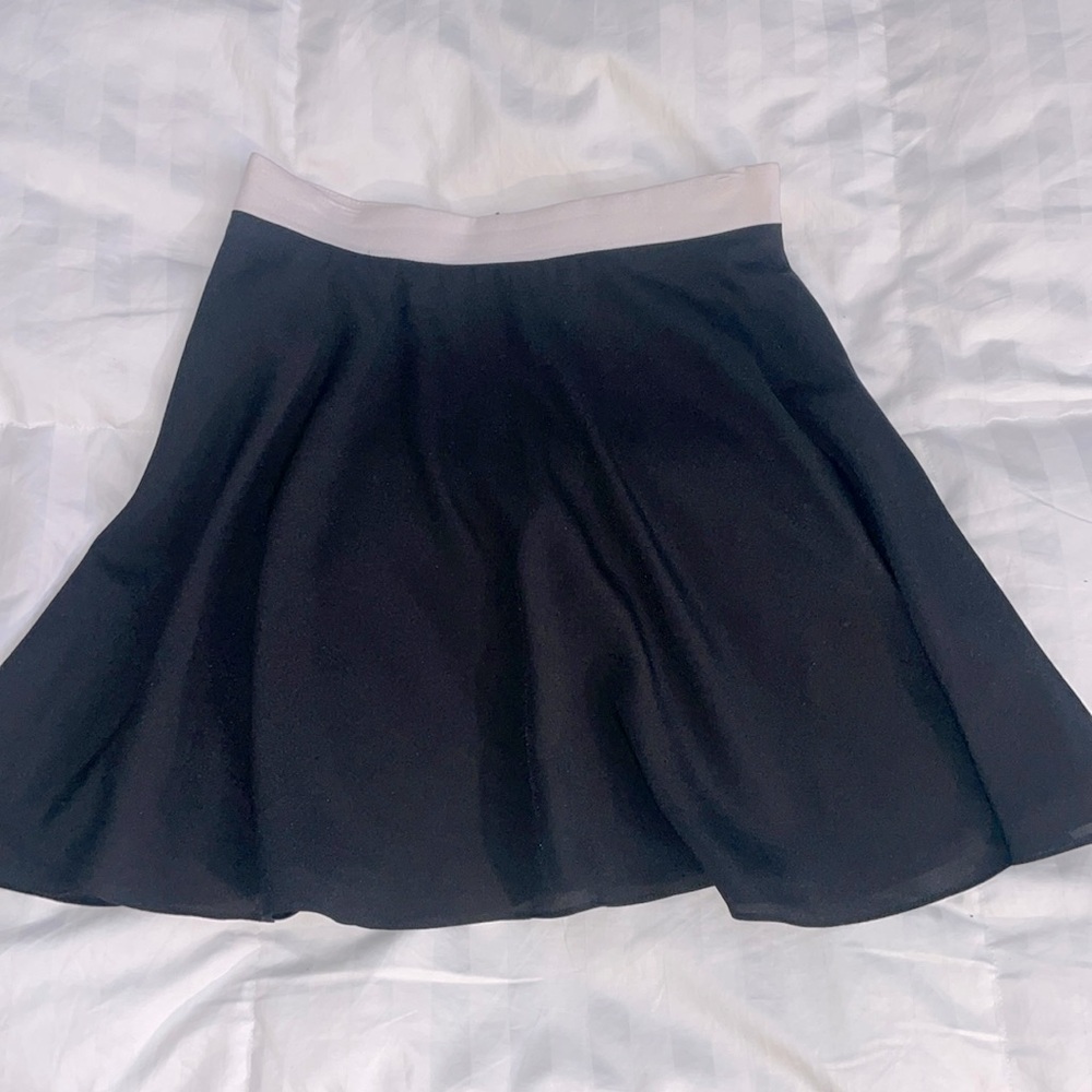 Black Naven silk party skirt with white waistband